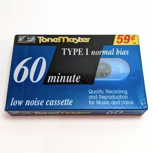 ToneMaster 60 min Audio Cassette Tape Type I Normal Bias Low Noise New Sealed